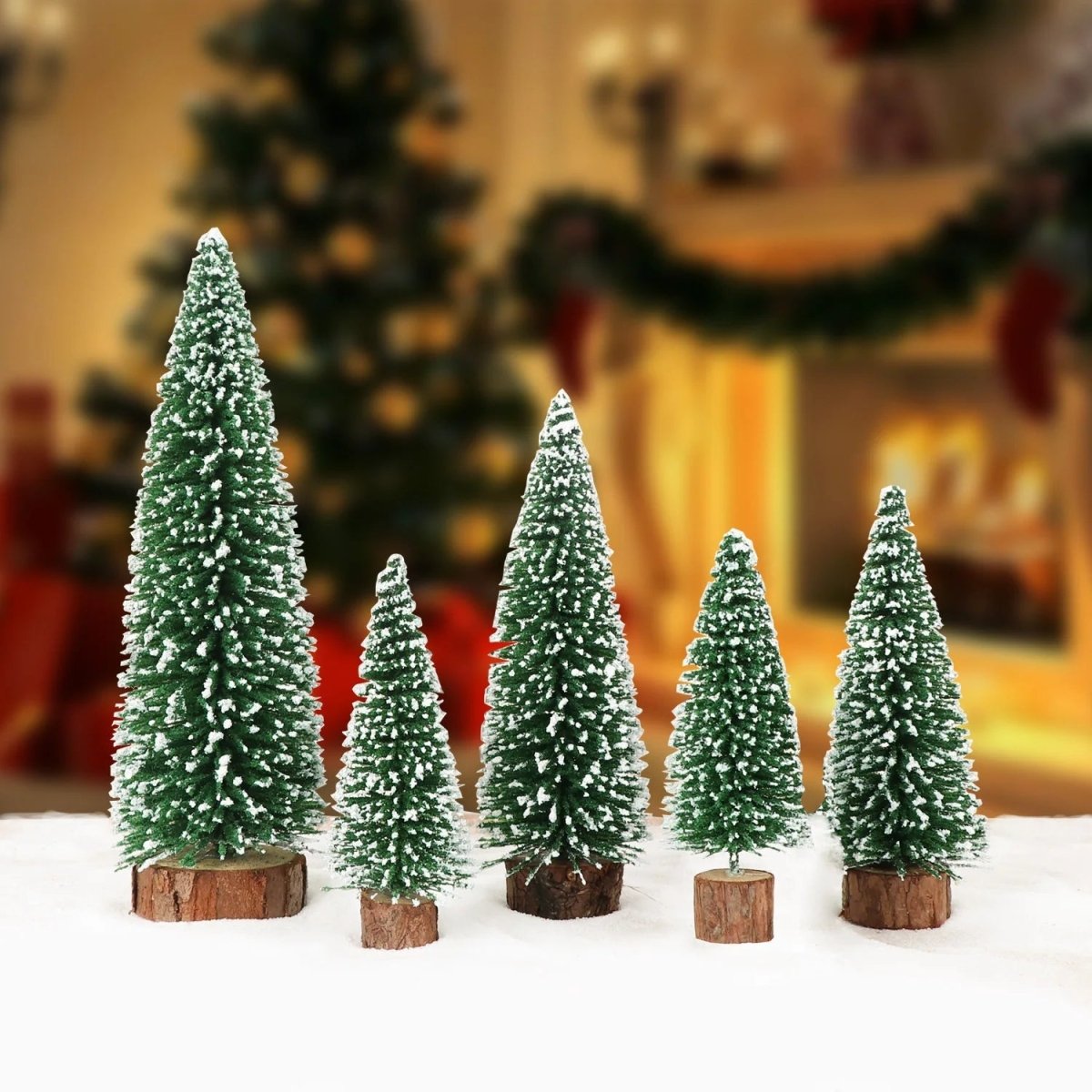 FROSTBRUSH – 5er-Pack Mini-Weihnachtsbäume aus beflockten Flaschenbürsten für die Weihnachtsdekoration 1