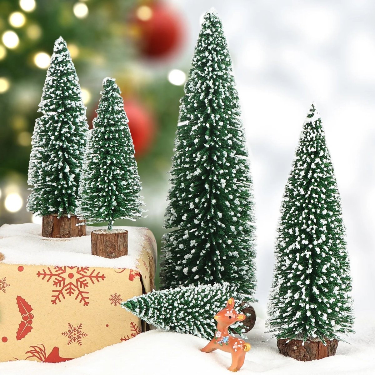 FROSTBRUSH – 5er-Pack Mini-Weihnachtsbäume aus beflockten Flaschenbürsten für die Weihnachtsdekoration 3