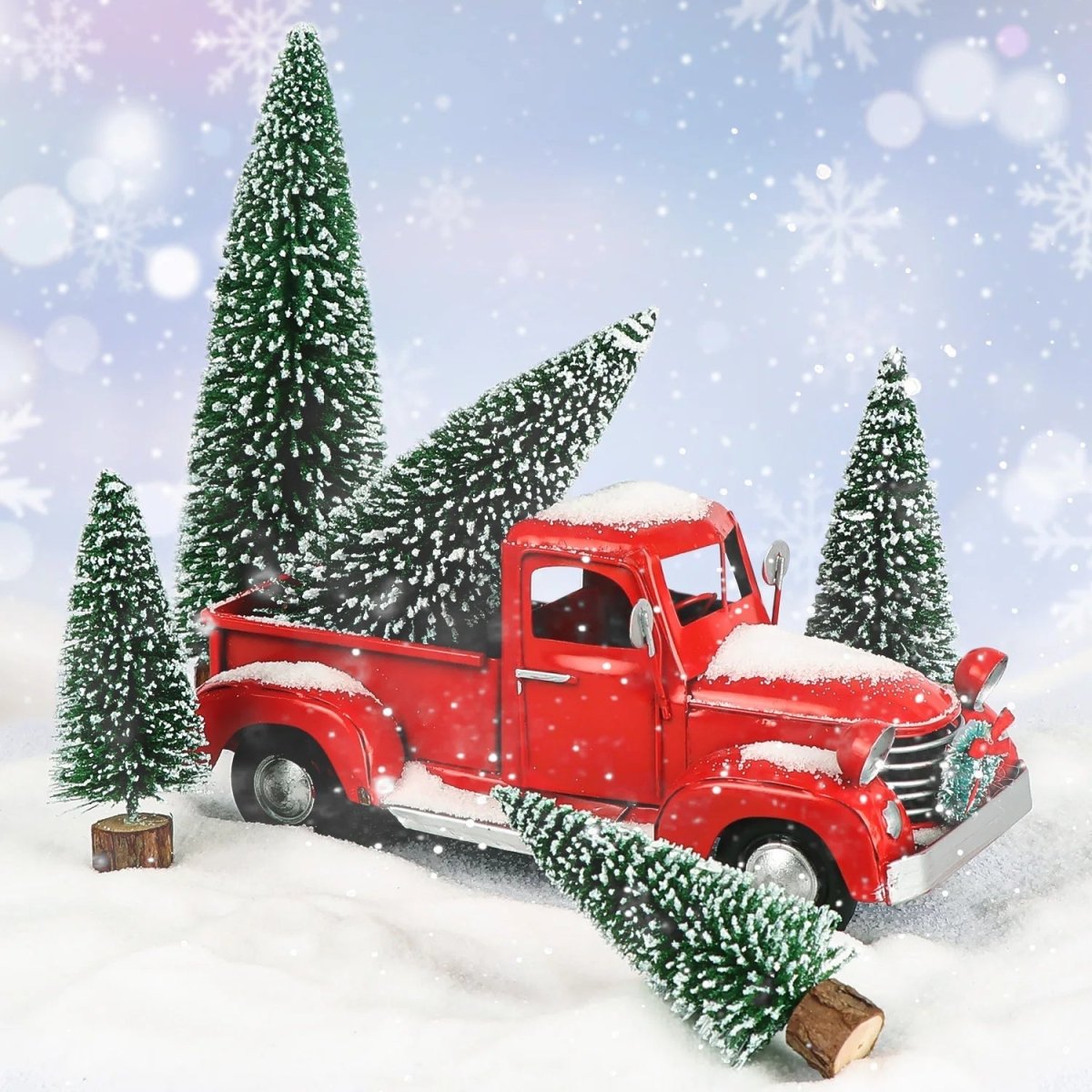 FROSTBRUSH – 5er-Pack Mini-Weihnachtsbäume aus beflockten Flaschenbürsten für die Weihnachtsdekoration 5