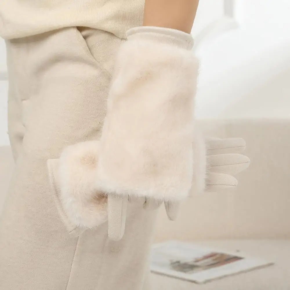 FURVIA – Wildleder-Winterhandschuhe mit Touchscreen und Kaninchenfellfutter (Unisex) 7