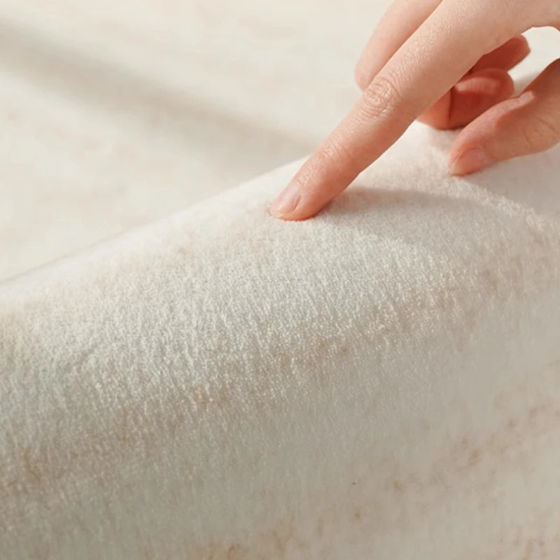 Flauschiger Waschbarer Teppich Cremefarben Gestreift für Wohnzimmer & Schlafzimmer 3