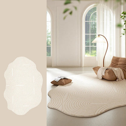 Flauschiger Waschbarer Teppich Cremefarben Gestreift für Wohnzimmer & Schlafzimmer 7