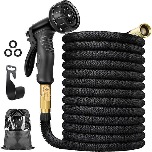 Tuyau d'arrosage flexible - 100 pieds extensible avec 8 modes de pulvérisation pour un arrosage efficace