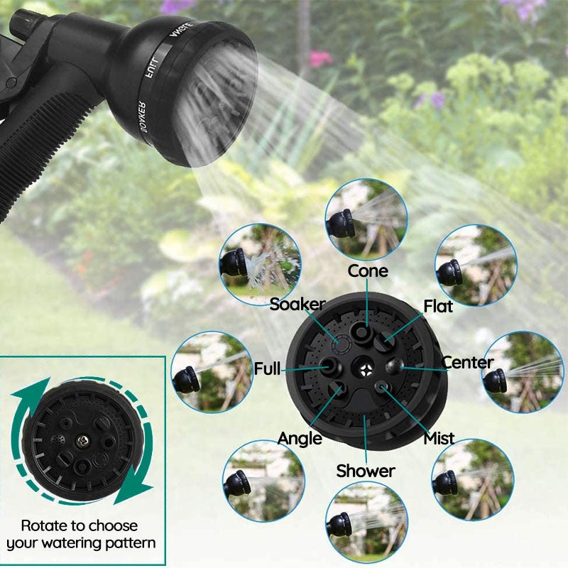 Tuyau d'arrosage flexible - 100 pieds extensible avec 8 modes de pulvérisation pour un arrosage efficace
