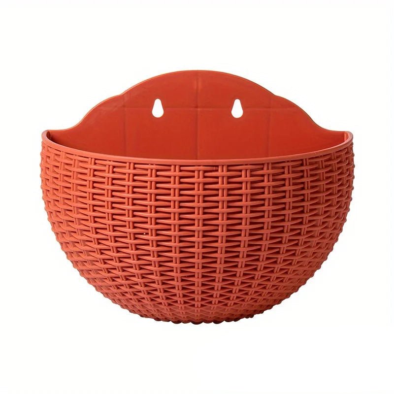 Florava - Wandpflanzgefäß Rattan-Stil mit Intelligentem Wassermanagement, 21x16,5x9,5 cm, 10 Farben 10