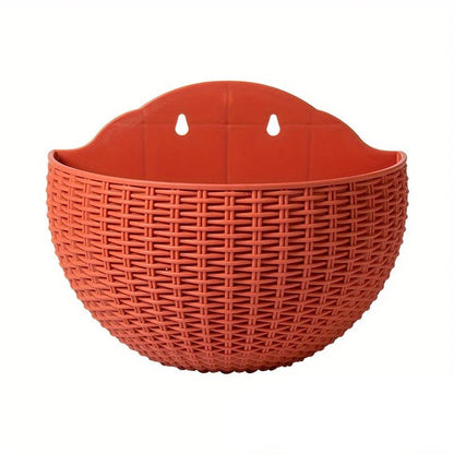 Florava - Wandpflanzgefäß Rattan-Stil mit Intelligentem Wassermanagement, 21x16,5x9,5 cm, 10 Farben 10