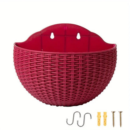 Florava - Wandpflanzgefäß Rattan-Stil mit Intelligentem Wassermanagement, 21x16,5x9,5 cm, 10 Farben 5
