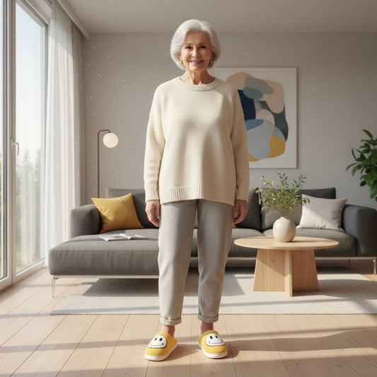 FluffysMile - Accoglienti pantofole invernali con smiley e suola in silicone ispessito