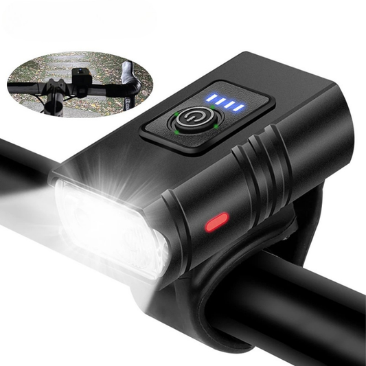 BrightRide Pro - Rechargeable LED bike front light with 6 modes & USB-C charging function