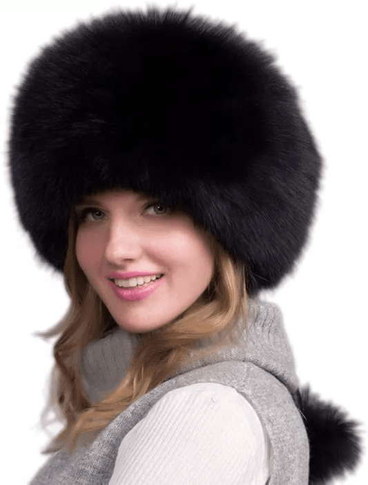 FurLuxe winter hat made of natural fox fur | Thick fur hat with ear flaps for an elegant look in cold weather