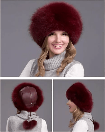 FurLuxe winter hat made of natural fox fur | Thick fur hat with ear flaps for an elegant look in cold weather