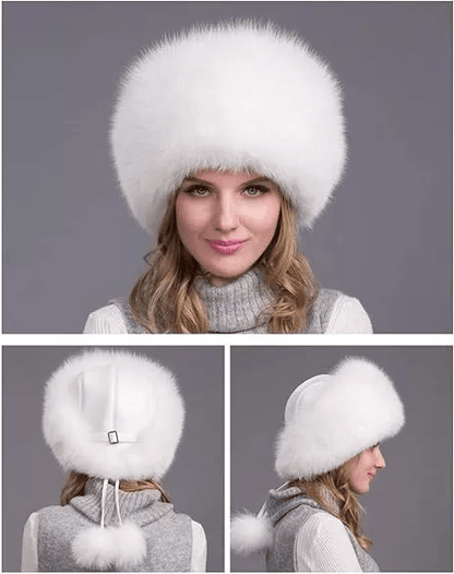 FurLuxe winter hat made of natural fox fur | Thick fur hat with ear flaps for an elegant look in cold weather