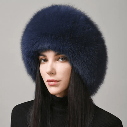 FurLuxe winter hat made of natural fox fur | Thick fur hat with ear flaps for an elegant look in cold weather