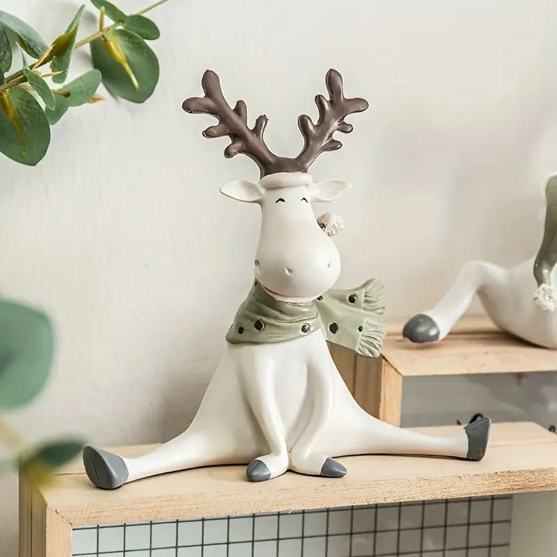 FrostyElk - Handgefertigte Rentierfigur Mit Schal Für Weihnachtsdekoration 0