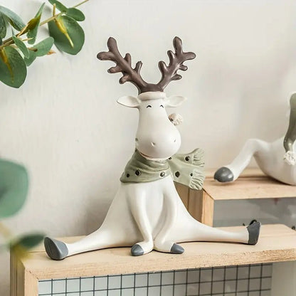 FrostyElk - Handgefertigte Rentierfigur Mit Schal Für Weihnachtsdekoration 0