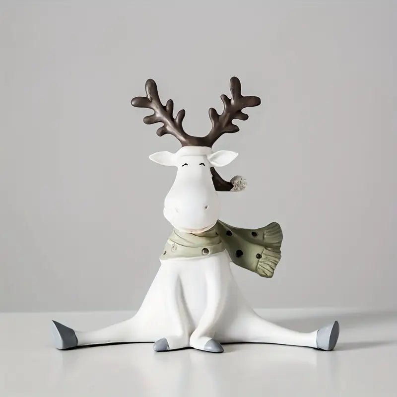 FrostyElk - Handgefertigte Rentierfigur Mit Schal Für Weihnachtsdekoration 1