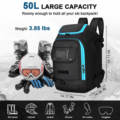 GEARPEAK – Wasserdichter 50-Liter-Skischuhrucksack für Ausrüstung und Zubehör 2