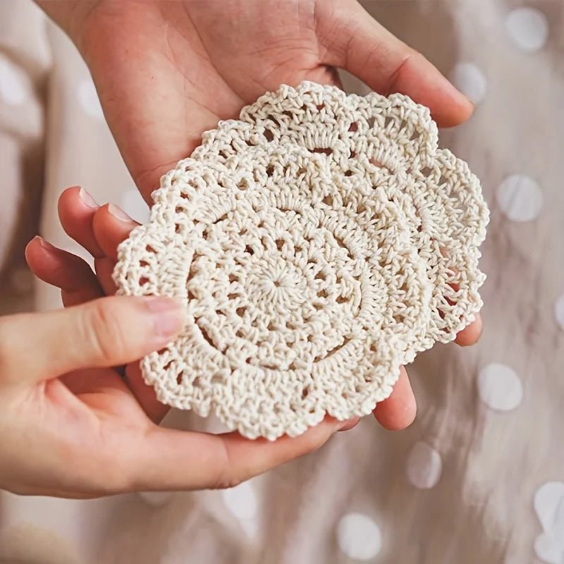 GIFTORA BLOOM – Gehäkelte Untersetzer mit Blumenmuster im Boho-Stil für Vintage-Wohndekoration 1