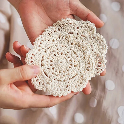 GIFTORA BLOOM – Gehäkelte Untersetzer mit Blumenmuster im Boho-Stil für Vintage-Wohndekoration 1