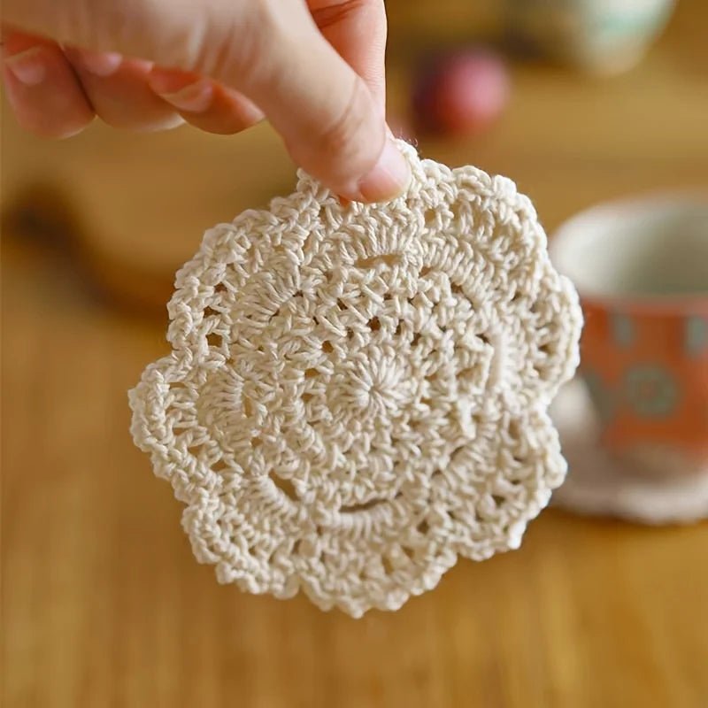 GIFTORA BLOOM – Gehäkelte Untersetzer mit Blumenmuster im Boho-Stil für Vintage-Wohndekoration 3