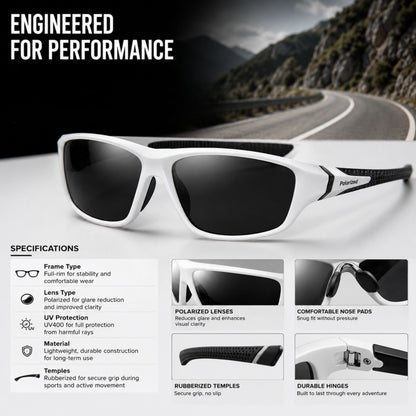 GLAREBLOCK Sportsonnenbrille mit Polarisierung, UV400-Schutz und Gummierten Bügeln 6