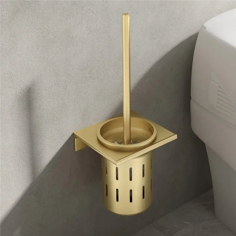 GOLDLOO – Wandmontiertes WC-Bürstenset mit Halterung in gebürstetem Gold 1