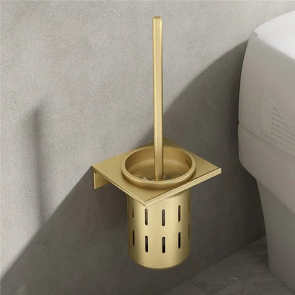 GOLDLOO – Wandmontiertes WC-Bürstenset mit Halterung in gebürstetem Gold 1