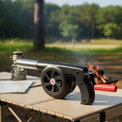 BBQWind Fan – Tragbarer Handkurbel-Grillventilator für einfaches Anfeuern im Freien