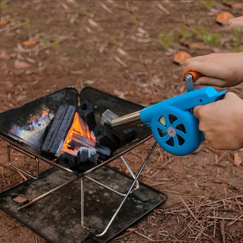 BBQWind Fan - Portable hand crank barbecue fan for easy outdoor firing up