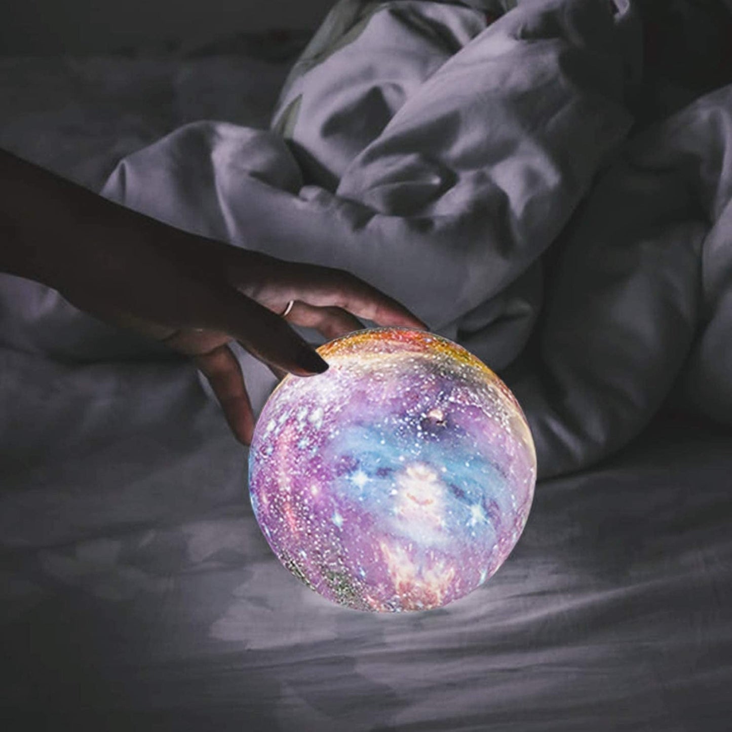 GALAXY MOONLAMP - Lampada lunare 3D con 16 colori e supporto in legno