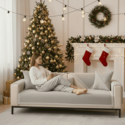 NATURWEFT – Funda antideslizante de algodón y lino para sofá para todas las estaciones