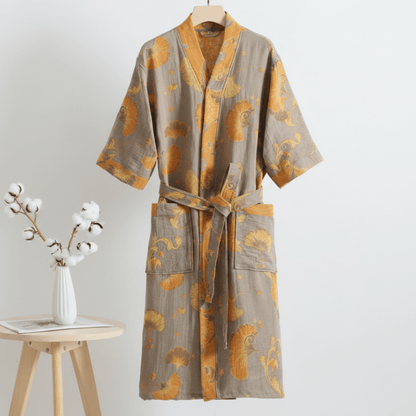 LEAFKIMONO – Accappatoio kimono reversibile in cotone per un comfort naturale