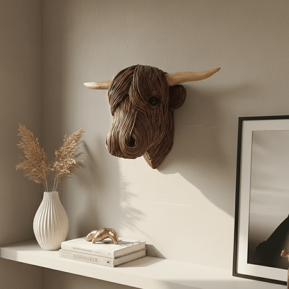 BOVINEART – Élégante sculpture murale de vache de style maison de campagne