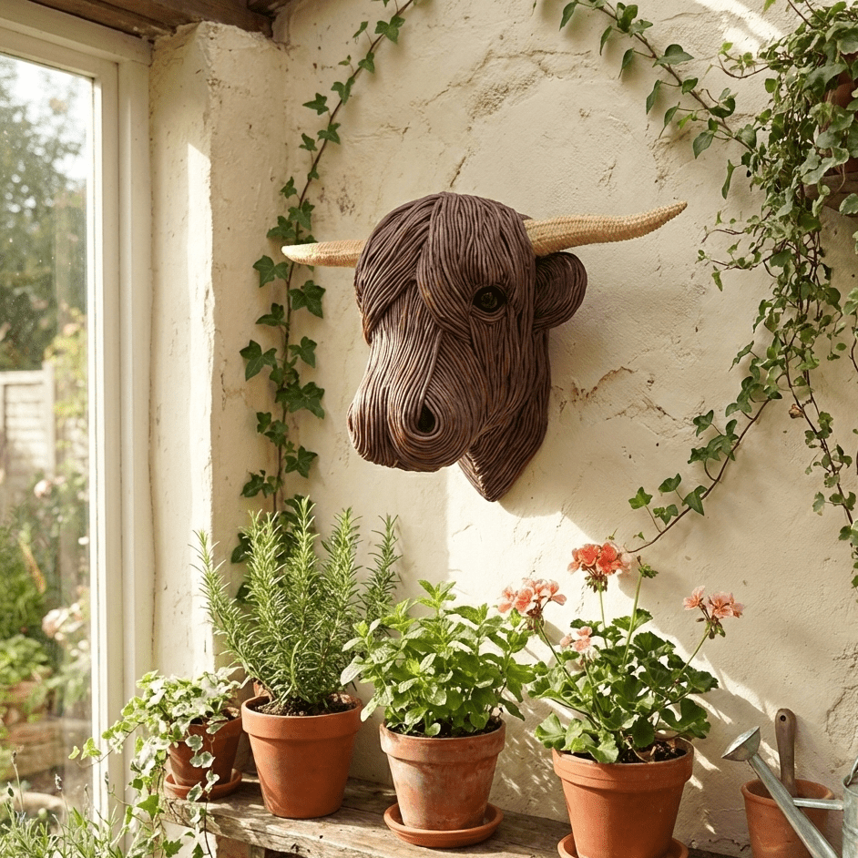 BOVINEART – Élégante sculpture murale de vache de style maison de campagne