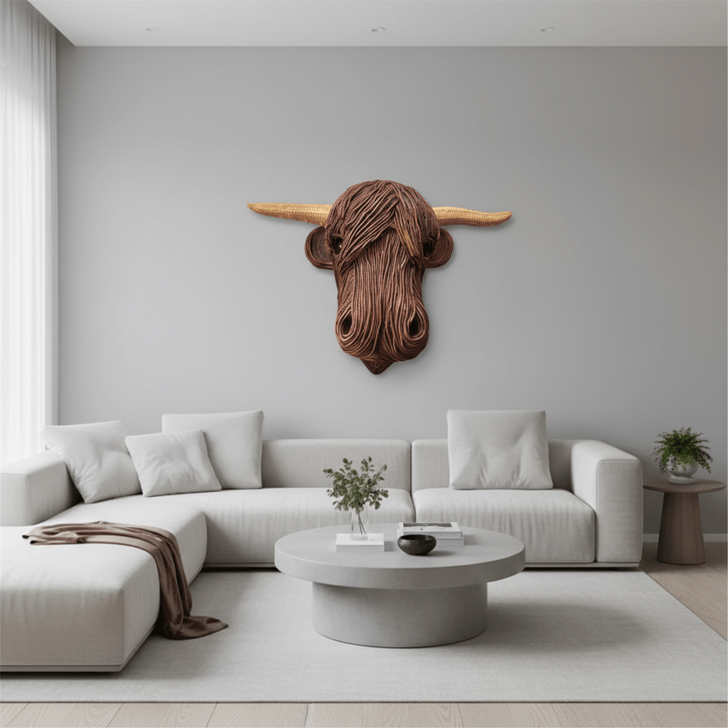 Highland Art – Rustikale Kuhkopf Wanddeko für Einzigartiges Zuhause