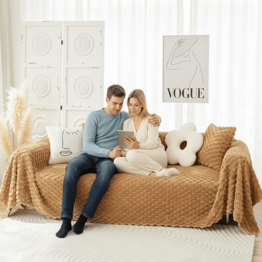 CHENILLO – Plüsch Chenille Sofaüberwurf mit Anti-Kratz Schutz