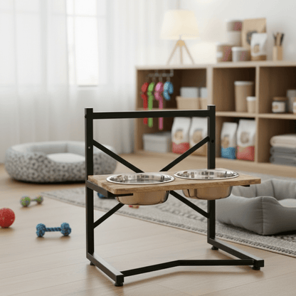 WELLBOWL STATION – Ergonomische Fütterungsstation für Hunde mit Edelstahlschalen