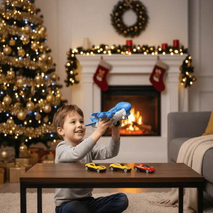 SKYRACER – Inertial Simulation Airplane Toy mit Musik, Licht & Mini-Autos für Kinder