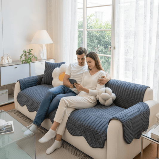 PLUSHCREAM – Dickes Tuft-Fleece Sofaüberwurf für warme Winter-Gemütlichkeit