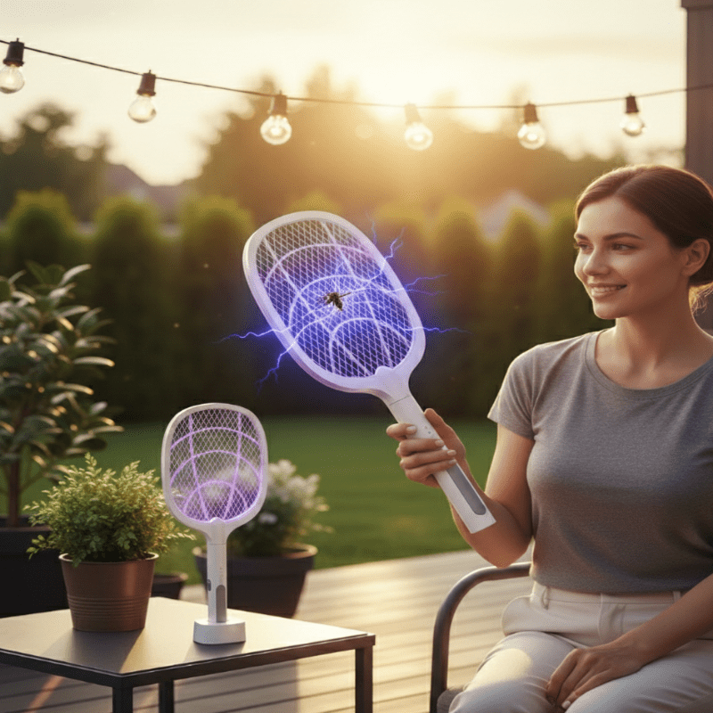BLITZKILL – 3000V Raquette électrique anti-moustiques & destructeur d'insectes USB avec filet de sécurité