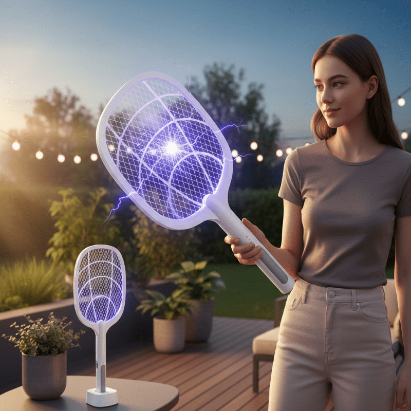 BLITZKILL – 3000V Raquette électrique anti-moustiques & destructeur d'insectes USB avec filet de sécurité