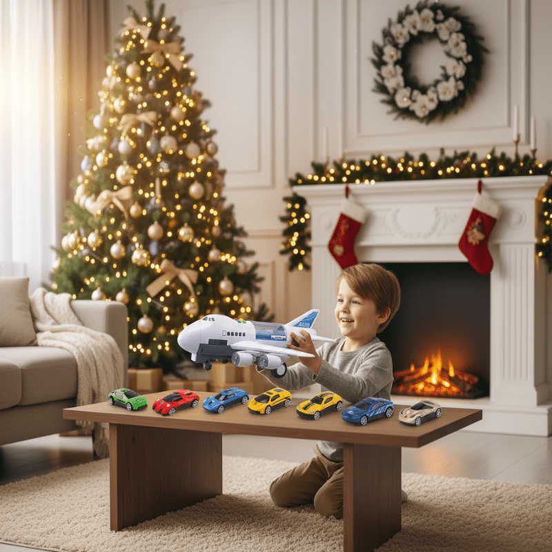 SKYRACER – Inertial Simulation Airplane Toy mit Musik, Licht & Mini-Autos für Kinder