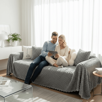 CHENILLO – Plüsch Chenille Sofaüberwurf mit Anti-Kratz Schutz