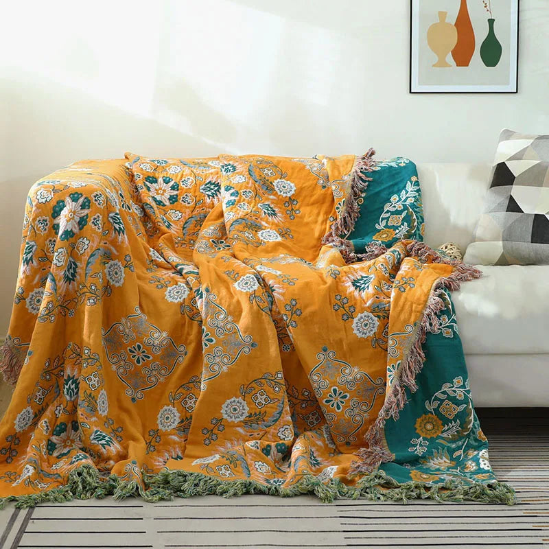 HyggeHaven Cover – Boho Baumwoll-Decke für gemütliche Wohnräume