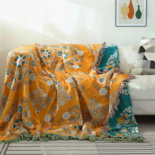 HyggeHaven Cover – Boho Baumwoll-Decke für gemütliche Wohnräume