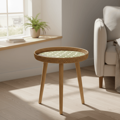 RATTORA – Handmade Rattan Table in Scandinavian Design Made of Wood