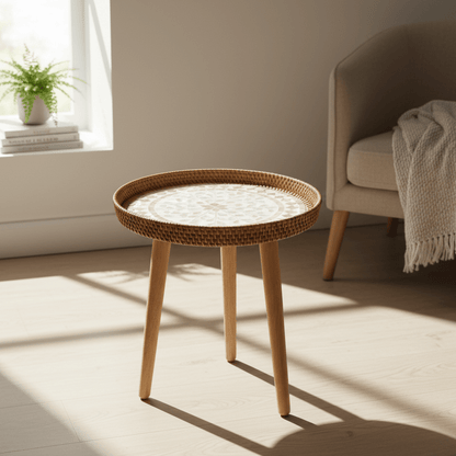 RATTORA – Handmade Rattan Table in Scandinavian Design Made of Wood