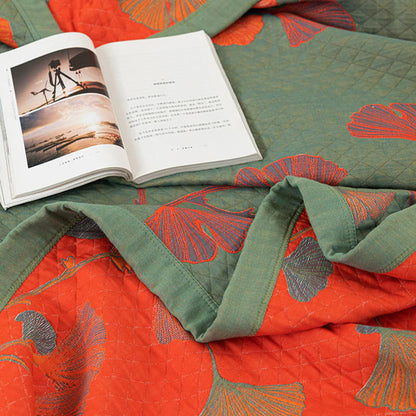 GinkgoQuilt – Cotton Bedding Set with Botanical Pattern