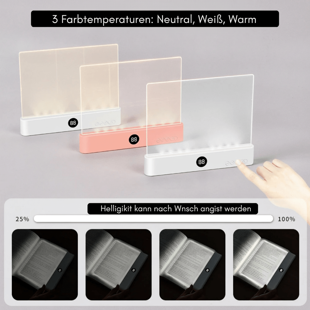 GlowEase - LED Leselampe mit 3 Farbmodi und Auto-Off-Funktion für ablenkungsfreies Lesen 3