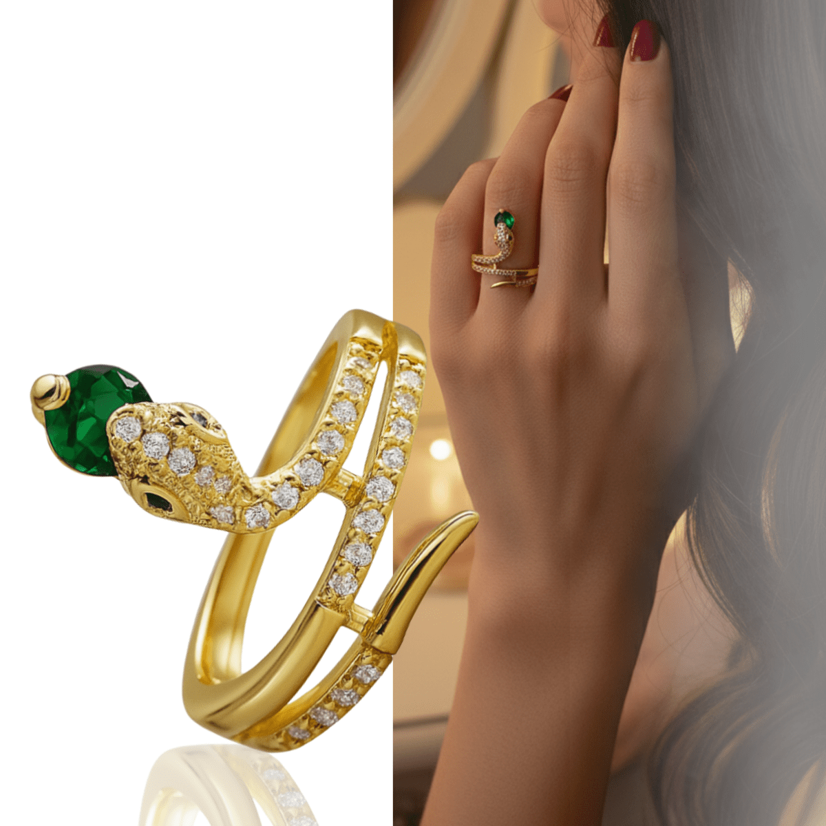 Glücksbringer-Schlangenring mit Zirkonia – Symbol für Stärke, Transformation und Stil 1